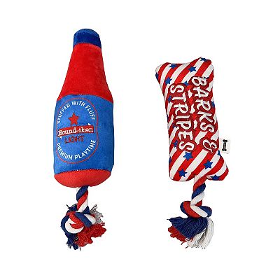 Woof 2-Pack Beer Striped Bone Dog Toys