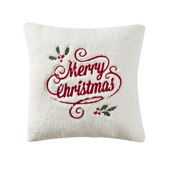 Five Queens Court Merry Christmas Holly Square Decorative Throw Pillow