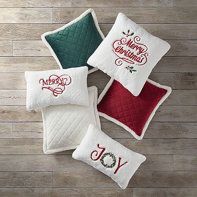 Five Queens Court Merry Christmas Holly Square Decorative Throw Pillow