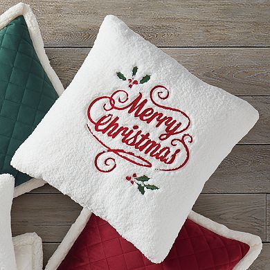 Five Queens Court Merry Christmas Holly Square Decorative Throw Pillow