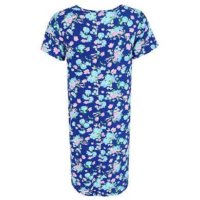 Elegant Emily Women's Floral Henley Short Sleeve Sleep Gown