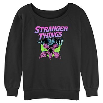 Juniors' Stranger Things Neon Demogorgon Graphic Pullover