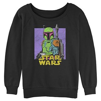 Juniors' Star Wars Neon Boba Fett Graphic Pullover