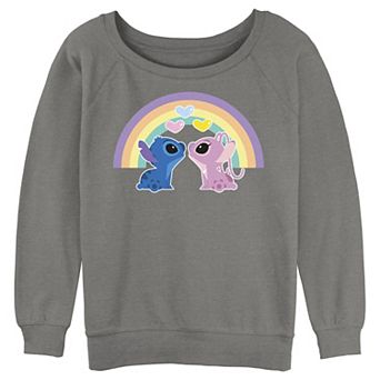 Disney's Lilo & Stitch Loving Rainbow Stitch And Angel Juniors' Graphic Pullover