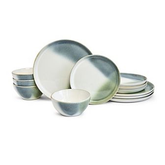 Sango Color Block Reactive 12 pc Dinnerware Set
