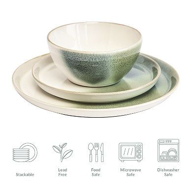 Sango Color Block Reactive 12-Piece Dinnerware Set