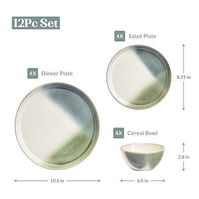 Sango Color Block Reactive 12-Piece Dinnerware Set