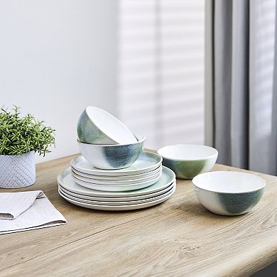 Sango Color Block Reactive 12-Piece Dinnerware Set