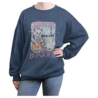 Disney's The Aristocats Bonjour Paris Juniors' Oversized Graphic Pullover