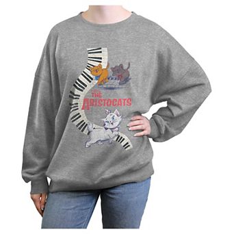 Disney's The Aristocats Piano Keys Dance Juniors' Oversized Graphic Pullover
