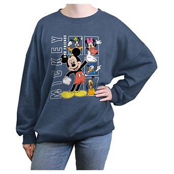 Disney's Mickey Mouse And Friends Self Portraits Juniors' Oversized Graphic Pullover