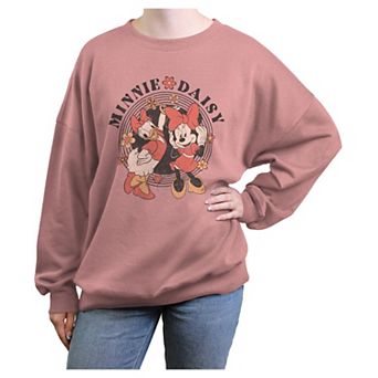 Disney's Minnie Mouse And Daisy Duck Flower Ladies Juniors' Oversized Graphic Pullover