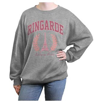 Juniors' Emily In Paris Ringarde Oversized Graphic Pullover