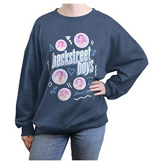 Juniors' Backstreet Boys Since 1993 Face Badges Oversized Graphic Pullover
