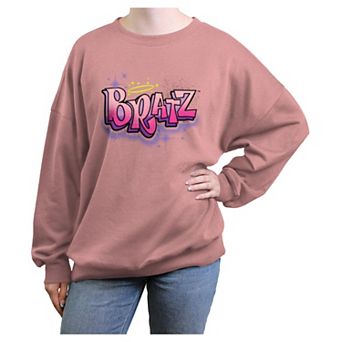 Juniors' Bratz Airbrush Logo Oversized Graphic Pullover