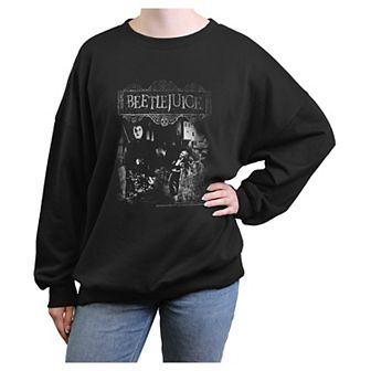 Juniors' Beetlejuice Scene Poster Oversized Graphic Pullover