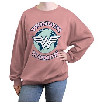 Juniors' DC Comics Wonder Woman World Logo Oversized Graphic Pullover