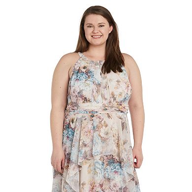 Plus Size R&M Richards Long Chiffon Halter Dress