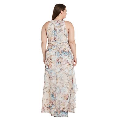 Plus Size R&M Richards Long Chiffon Halter Dress