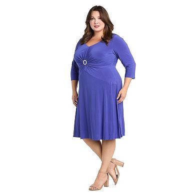 Plus Size R&M Richards Ruched O Ring Detail Fit and Flare Jersey Dress