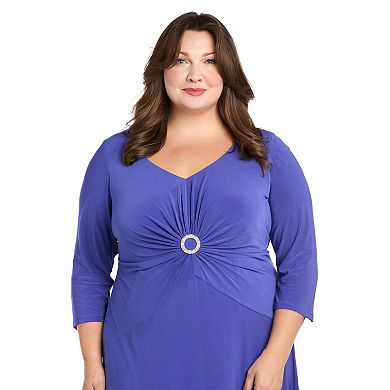 Plus Size R&M Richards Ruched O Ring Detail Fit and Flare Jersey Dress