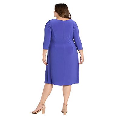 Plus Size R&M Richards Ruched O Ring Detail Fit and Flare Jersey Dress