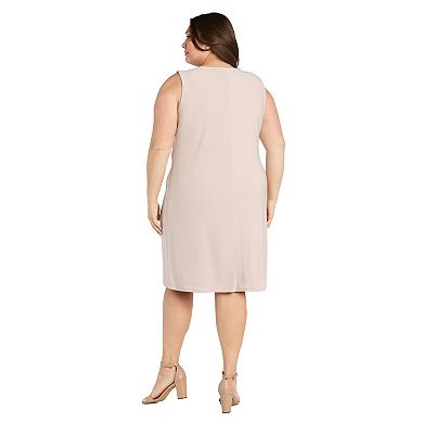 Plus Size R&M Richards 2-pc. Embroidered Sequin Cut Out Jacket & Solid Tank Dress