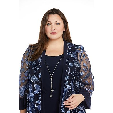 Plus Size R&M Richards 2-pc. Floral Threadwork Jacket & Dress Set