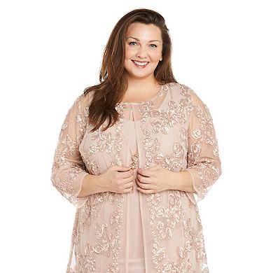 Plus Size R&M Richards 2-pc. Embroidered A-Line Dress & Duster Jacket Set