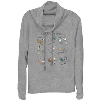 Disney Princess Once Upon A Time Icons Women's Cowlneck Graphic Lightweight Long Sleeve