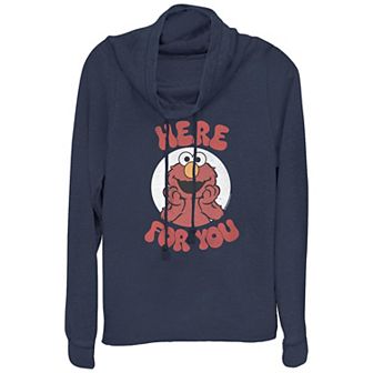 Women's PBS Kids Sesame Street Elmo Here For You Cowlneck Graphic Lightweight Long Sleeve