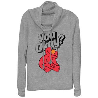 Women's PBS Kids Sesame Street Elmo You Okay Cowlneck Graphic Lightweight Long Sleeve