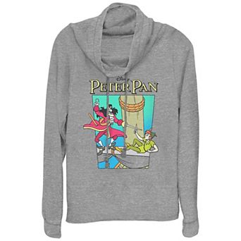 Disney's Peter Pan Duel With Captain Hook Women's Cowlneck Graphic Lightweight Long Sleeve