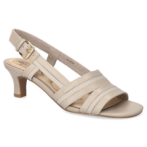 Easy Street Meghan Slingback Women's Heeled Sandals - Mushroom Oatmeal Linen (7 WIDE)