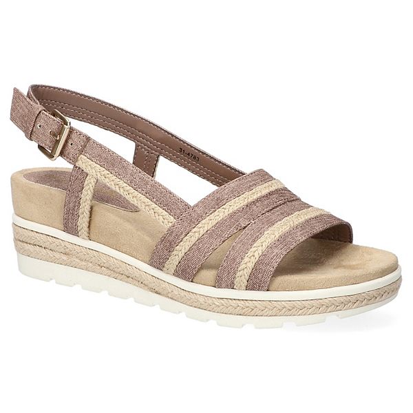 Easy Street Mel Slingback Women's Wedge Sandals - Light Brown (9.5 WIDE)