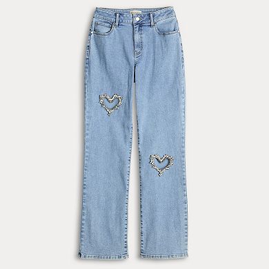 Women's Thalia Sodi Rhinestone Heart Cut-Out Denim Jeans