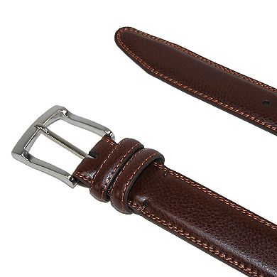 Aquarius Men's Big & Tall Pebble Grain with Feather Edge Dress Belt