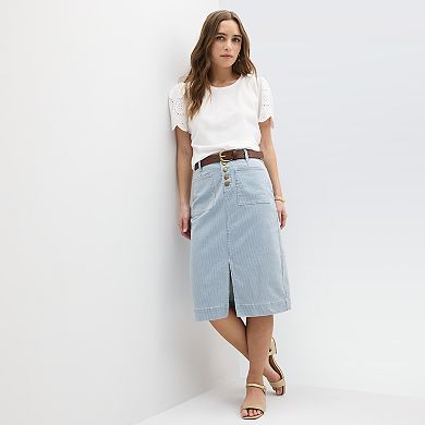 Women's Draper James Patch Pocket Denim Midi Skirt