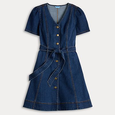 white christmas dresses Colbie Snap Front Dress in Denim Dark Wash / Xs main image 1