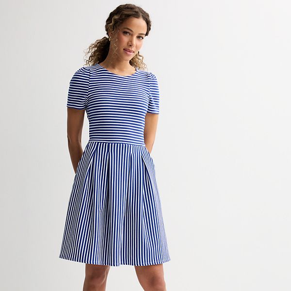 Short Sleeve Draped Knit Dress