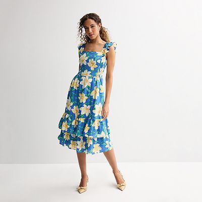 knee length dresses for ladies Mia Midi Dress in Eyelet French Blue Eyelet / Xs