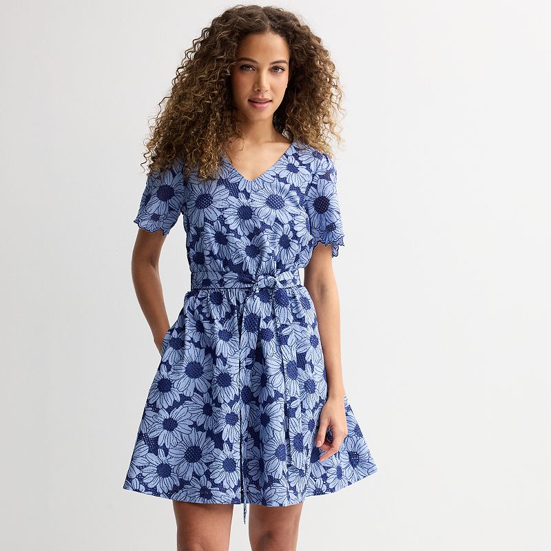 Women's Draper James Embroidered Eyelet Floral Mini Dress