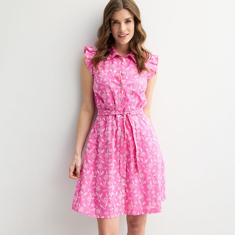 Women's Draper James Embroidered Short Shirt Dress