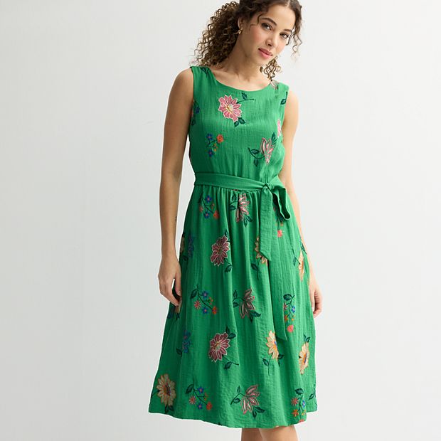 Women's Draper James Sleeveless Embroidered Linen Dress