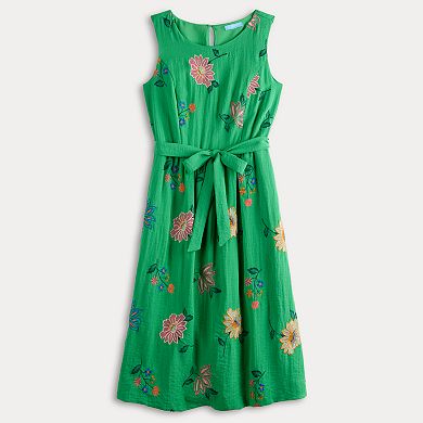 Women's Draper James Sleeveless Embroidered Linen Dress