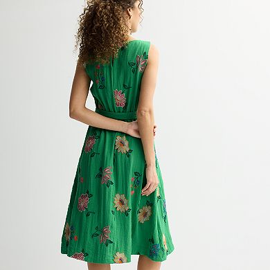 Women's Draper James Sleeveless Embroidered Linen Dress
