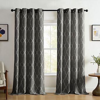 Elrene Home Fashions Medalia Grommet Top Light Filtering Trellis Pattern Window Curtain Panel