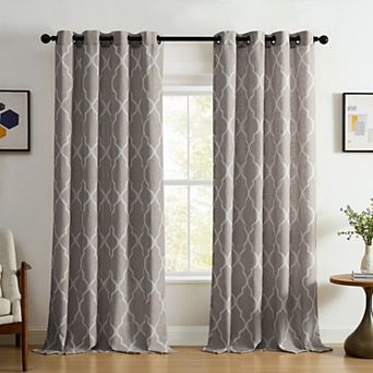 Elrene Home Fashions Medalia Grommet Top Light Filtering Trellis Pattern Window Curtain Panel
