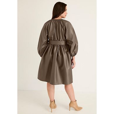 June + Vie Women's Plus Size Faux Leather Dress