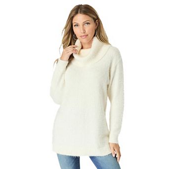 Roaman's Women's Plus Size Eyelash Cowl Neck Sweater